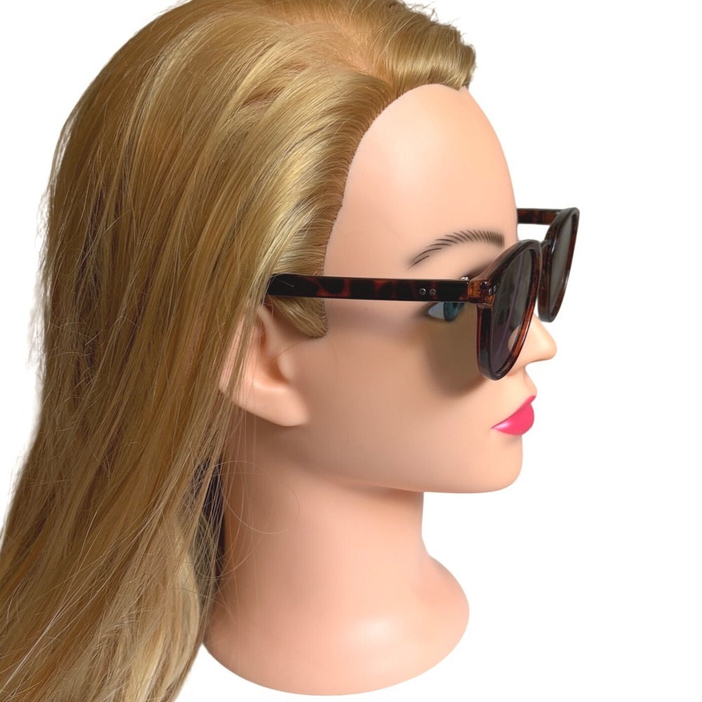Frye and Co Womens Round Tortoise Shell Sunglasses Dark Green Lens Brown - Picture 8 of 8
